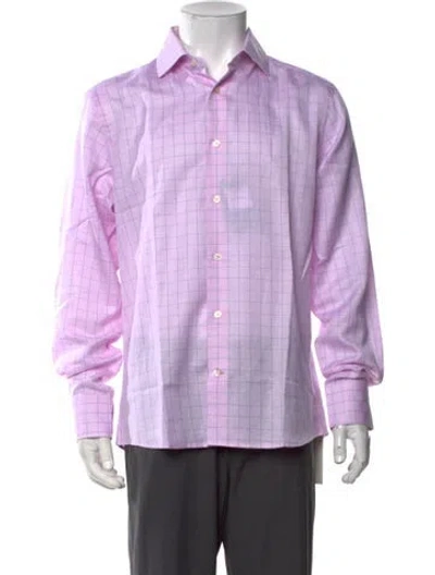 Pre-owned Robert Talbott Plaid Print Long Sleeve Dress Shirt W/ Tags In Purple