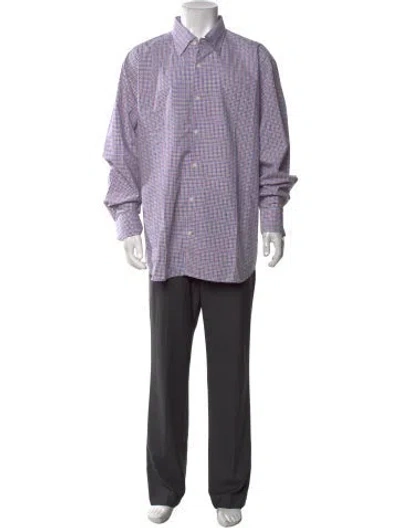 Pre-owned Robert Talbott Plaid Print Long Sleeve Dress Shirt W/ Tags In Purple