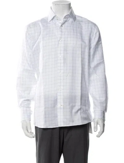 Pre-owned Robert Talbott Plaid Print Long Sleeve Dress Shirt W/ Tags In White