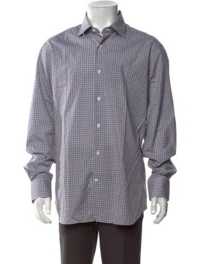 Pre-owned Robert Talbott Plaid Print Long Sleeve Dress Shirt W/ Tags In White