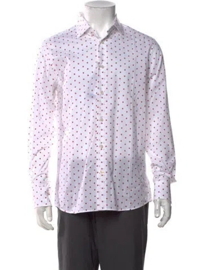Pre-owned Robert Talbott Polka Dot Print Long Sleeve Shirt W/ Tags In White