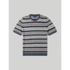 Robert Talbott Pratt Multi Stripe Short Sleeve Crewneck Sweater In Denim Multi