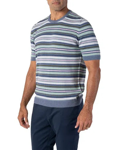 Robert Talbott Pratt Stripe Short Sleeve Crewneck Sweater In Multi
