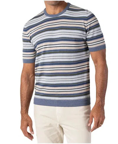 Robert Talbott Pratt Stripe Short Sleeve Crewneck Sweater In Multi