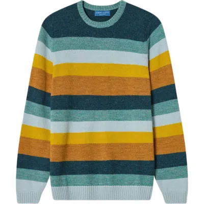 Robert Talbott Radcliffe Striped Crewneck Sweater In Aqua Multi