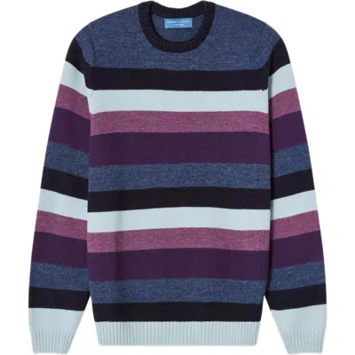 Robert Talbott Radcliffe Striped Crewneck Sweater In Blue Multi
