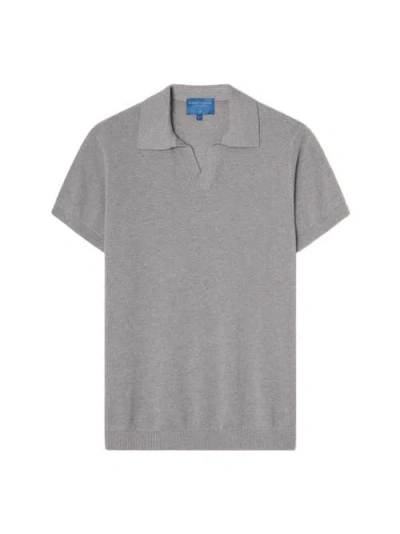 Robert Talbott Randall Cotton Cashmere Johnny Collar Sweater In Gray