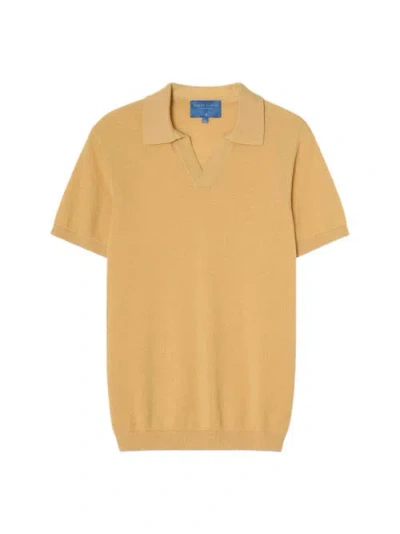 Robert Talbott Randall Cotton Cashmere Johnny Collar Sweater In Yellow