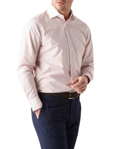 Robert Talbott Reynolds Blue Multi Stripe Light Weight Poplin Shirt In Pink