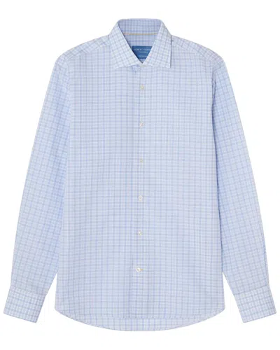 Robert Talbott Reynolds Check Linen-blend Shirt In 455-blue/light Blue