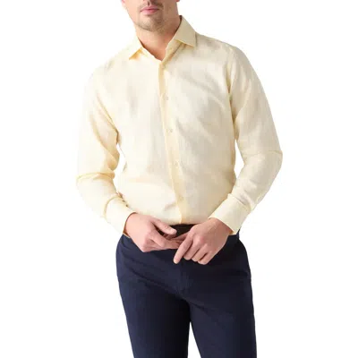 Robert Talbott Reynolds Cotton Linen Blend Shirt In Yellow