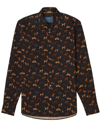 Robert Talbott Reynolds Dog Print Pinwale Corduroy Shirt In Brown