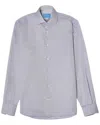 Robert Talbott Reynolds Micro Stripe Linen-blend Shirt In Gray