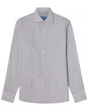 Robert Talbott Reynolds Micro Stripe Linen-blend Shirt In Blue