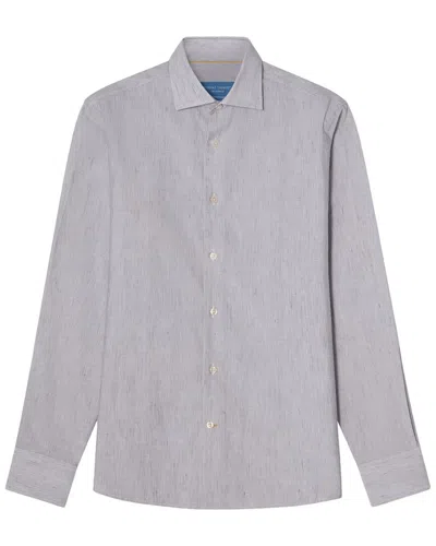 Robert Talbott Reynolds Micro Stripe Linen-blend Shirt In Transparent