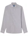 Robert Talbott Reynolds Micro Stripe Linen-blend Shirt In Gray