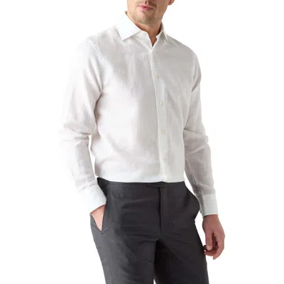 Robert Talbott Reynolds Paisley Jacquard Cotton Linen Blend Shirt In White