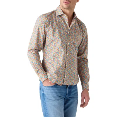 Robert Talbott Reynolds Printed Floral Shirt In Brown