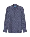 Robert Talbott Reynolds Signature Silk Spot Shirt In Blue