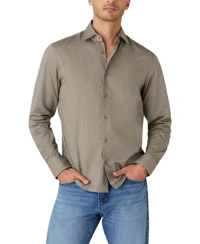 Robert Talbott Reynolds Ultra Light Weight Brushed Herringbone Shirt In Green