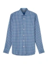 Robert Talbott Reynolds Ultra Light Weight Brushed Multi Check Shirt In Blue