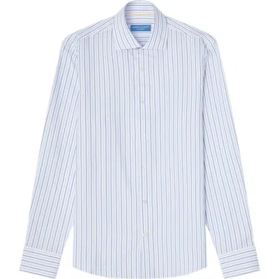 Robert Talbott Reynolds Ultra Light Weight Brushed Stripe Shirt In Light Blue Multi