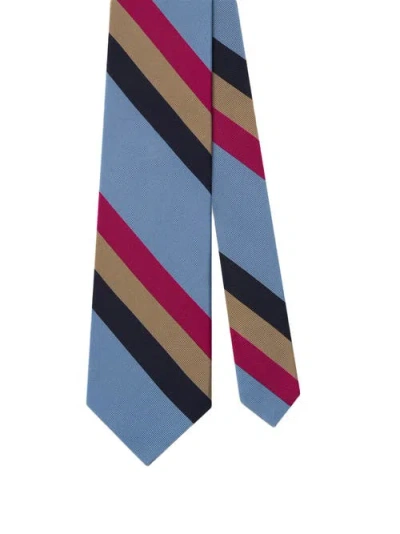 Robert Talbott Robert Bold Silk Cotton Stripe Best Of Class Necktie In Blue