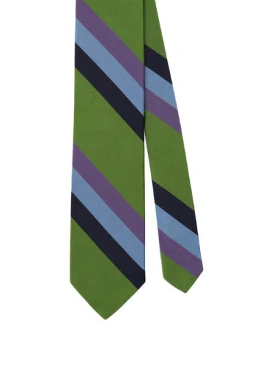 Robert Talbott Robert Bold Silk Cotton Stripe Best Of Class Necktie In Green