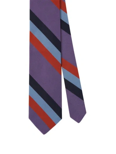 Robert Talbott Robert Bold Silk Cotton Stripe Best Of Class Necktie In Purple