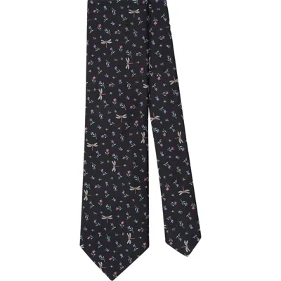 Robert Talbott Robert Dragonfly Ditsy Floral Best Of Class Necktie In Black