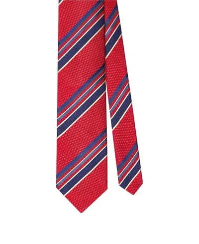 Robert Talbott Robert Multi Stripe Basket Weave Necktie In Red