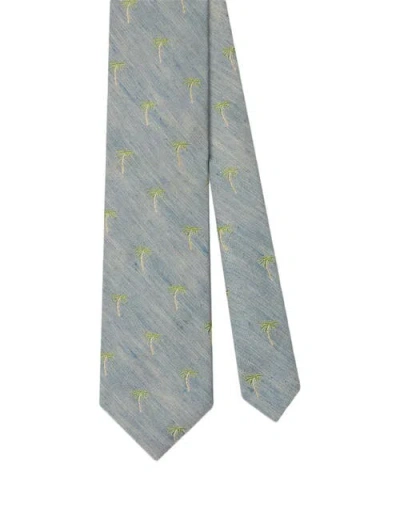Robert Talbott Robert Palm Silk Linen Best Of Class Necktie In Blue