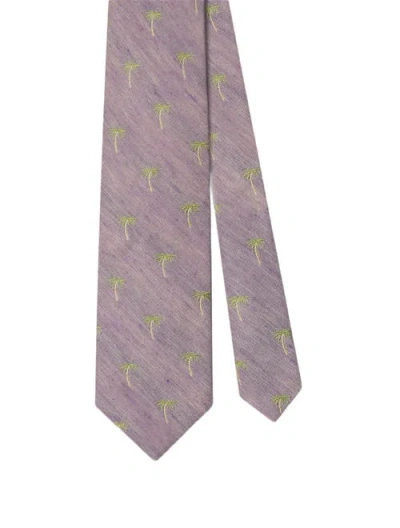 Robert Talbott Robert Palm Silk Linen Best Of Class Necktie In Purple