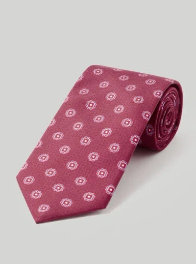 Robert Talbott Robert Printed Silk Flower Necktie In Red