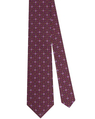 Robert Talbott Silk Geo Printed Silk Best Of Class Necktie In Burgundy