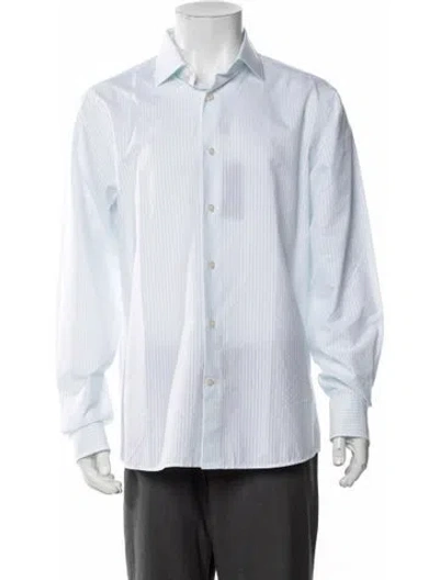 Pre-owned Robert Talbott Striped Long Sleeve Dress Shirt W/ Tags In Blue