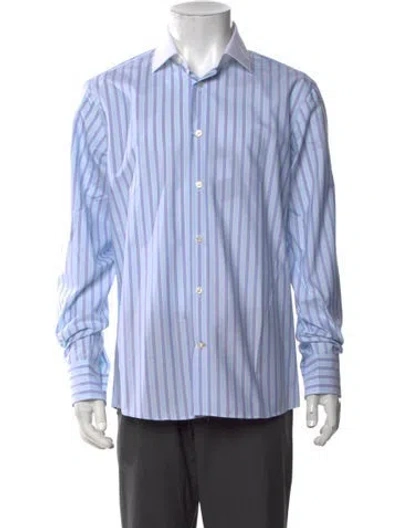 Pre-owned Robert Talbott Striped Long Sleeve Dress Shirt W/ Tags In Blue