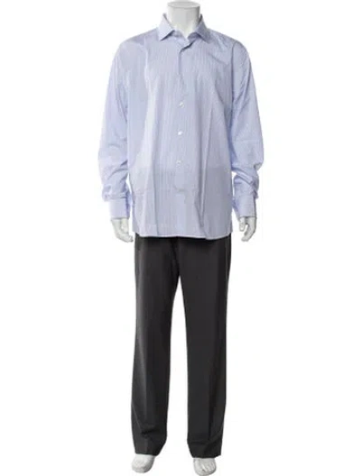 Pre-owned Robert Talbott Striped Long Sleeve Dress Shirt W/ Tags In Blue