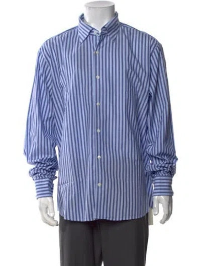 Pre-owned Robert Talbott Striped Long Sleeve Dress Shirt W/ Tags In Blue