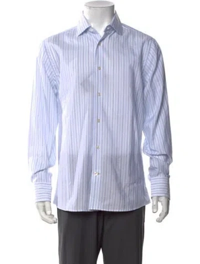 Pre-owned Robert Talbott Striped Long Sleeve Dress Shirt W/ Tags In Blue/white