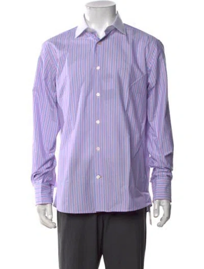 Pre-owned Robert Talbott Striped Long Sleeve Dress Shirt W/ Tags In Purple