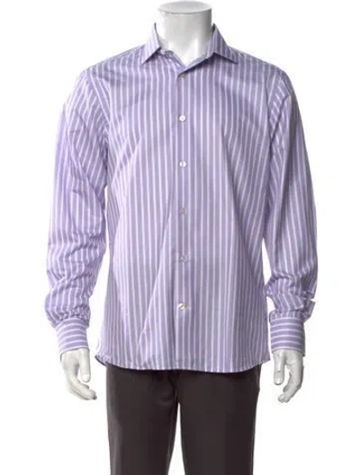 Pre-owned Robert Talbott Striped Long Sleeve Dress Shirt W/ Tags In Purple