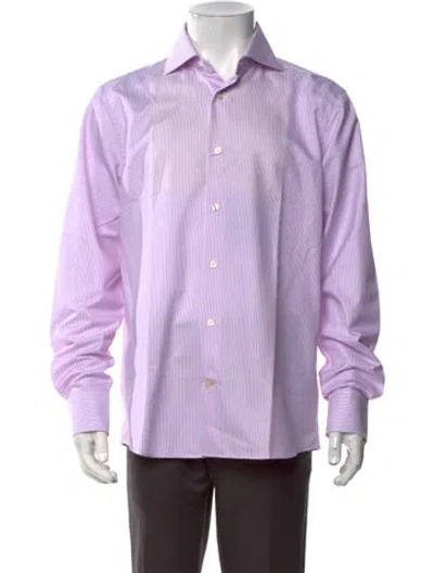 Pre-owned Robert Talbott Striped Long Sleeve Dress Shirt W/ Tags In Purple