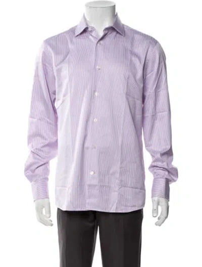 Pre-owned Robert Talbott Striped Long Sleeve Dress Shirt W/ Tags In Purple