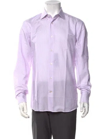 Pre-owned Robert Talbott Striped Long Sleeve Dress Shirt W/ Tags In Purple