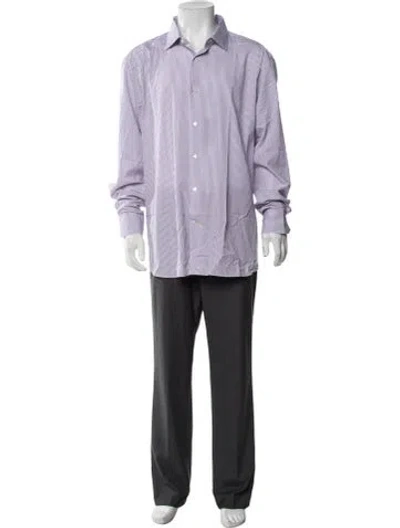 Pre-owned Robert Talbott Striped Long Sleeve Dress Shirt W/ Tags In Purple