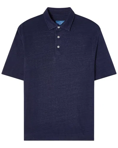 Robert Talbott Taylor Linen Jersey Polo Shirt In Blue