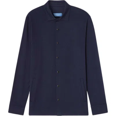 Robert Talbott Walter Cashmere Blend Snap Front Shirt In Navy