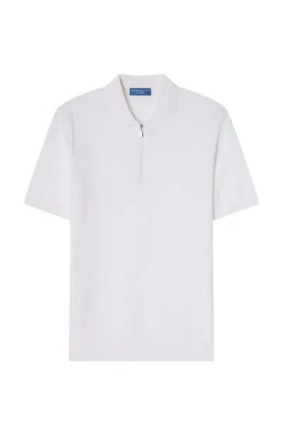 Robert Talbott Westin Textured Cotton Zip Polo In White