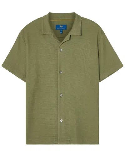 Robert Talbott Williams Waffle Knit Camp Shirt In Green